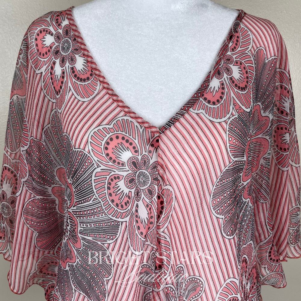 Rare Pink Silk Floral Top ALT ASO Lorelai Gilmore Girls Patterned V-Neck Y2K VTG - Picture 8 of 15